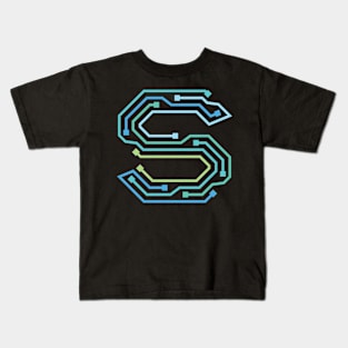 Alphabet S Circuit Typography Design Kids T-Shirt